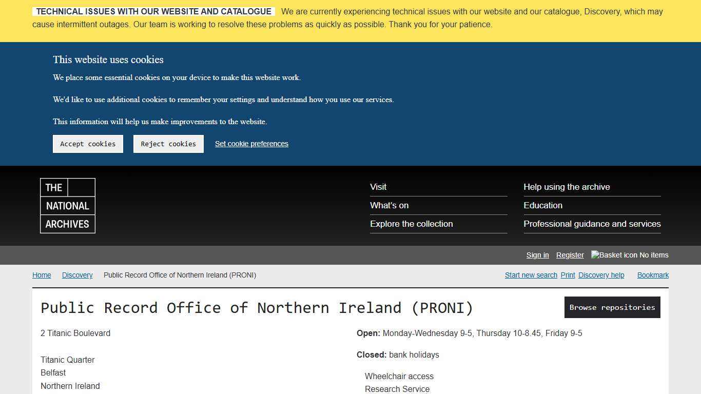 Public Record Office of Northern Ireland (PRONI) | The National Archives